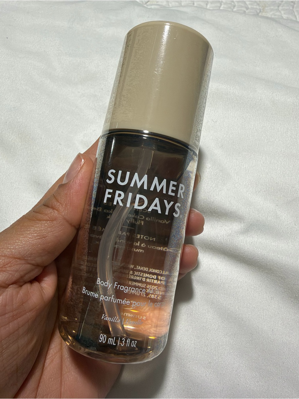 Summer Fridays Vanilla Body Fragrance Mist - Tan Cap, Clear Bottle